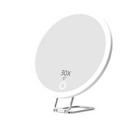 Jnchdghwa Specchio Ingranditore 30x con Luce, Portatile, da Tavolo, con Supporto A LED, Specchio per il Trucco con Luci, Tascabile Pieghevole per I Viaggi