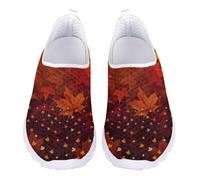 Jndtueit Butterfly Walking Mocassino per le donne Scarpe da tennis No Slip Running Sneakers, Foglia d'acero autunnale rossa, 44 EU