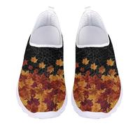 Jndtueit Butterfly Walking Mocassino per le donne Scarpe da tennis No Slip Running Sneakers, Rosso Oro Foglie D'acero Autunno, 40 EU