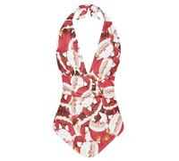 Jndtueit Love Heart - Bikini da donna Sakura, con allacciatura al collo, costume intero elastico, Babbo Natale, L
