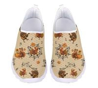 Jndtueit Mocassini da lavoro da donna, morbidi, in rete, scarpe da ginnastica basse per viaggi, Nota musicale di tacchino marrone, 40 EU