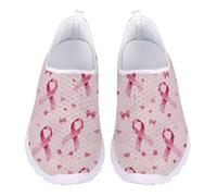 Jndtueit Mocassini da lavoro da ufficio scarpe da tennis in rete per il tempo libero guida, Consapevolezza del cancro al seno Amore rosa, 39 EU