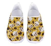 Jndtueit Mocassini da passeggio con stampa teschio scarpe sportive sportive da donna, Teschio Giallo Girasole, 37 EU