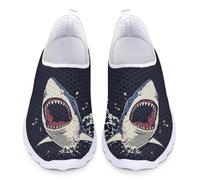 Jndtueit Mocassini da passeggio in rete, scarpe da lavoro da ufficio, casual, scarpe da ginnastica sportive, Squalo Cartoon Blu, 43 EU