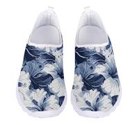 Jndtueit Mocassini per il tempo libero slip on scarpe a rete piatte leggere da corsa sport escursionismo scarpe da ginnastica per donne uomini adolescenti, Ibisco Blu Floreale, 41 EU