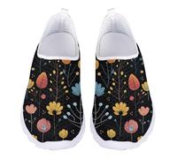 Jndtueit Mocassini per il tempo libero slip on scarpe a rete piatte leggere da corsa sport escursionismo scarpe da ginnastica per donne uomini adolescenti, Colorato floreale nero, 38 EU
