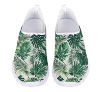Jndtueit Mocassini per il tempo libero slip on scarpe a rete piatte leggere da corsa sport escursionismo scarpe da ginnastica per donne uomini adolescenti, Foglia Verde Monstera, 43 EU