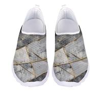 Jndtueit Mocassini per il tempo libero slip on scarpe a rete piatte leggere da corsa sport escursionismo scarpe da ginnastica per donne uomini adolescenti, Marmo Grigio Oro, 38 EU