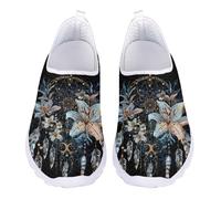 Jndtueit Mocassini per il tempo libero slip on scarpe a rete piatte leggere da corsa sport escursionismo scarpe da ginnastica per donne uomini adolescenti, Acchiappasogni Fiore Blu, 39 EU