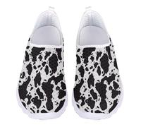 Jndtueit Mocassini per il tempo libero slip on scarpe a rete piatte leggere da corsa sport escursionismo scarpe da ginnastica per donne uomini adolescenti, Mucca bianca e nera., 40 EU