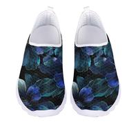 Jndtueit Mocassini per il tempo libero slip on scarpe a rete piatte leggere da corsa sport escursionismo scarpe da ginnastica per donne uomini adolescenti, Fiore blu., 43 EU