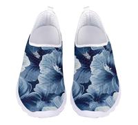 Jndtueit Mocassini per il tempo libero slip on scarpe a rete piatte leggere da corsa sport escursionismo scarpe da ginnastica per donne uomini adolescenti, Fiore di ibisco blu, 41 EU