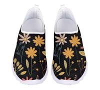 Jndtueit Mocassini per il tempo libero slip on scarpe a rete piatte leggere da corsa sport escursionismo scarpe da ginnastica per donne uomini adolescenti, Cartoon Fiore Nero, 38 EU