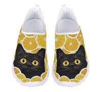 Jndtueit Scarpe da corsa da donna, da uomo, per camminare, tennis, sport, lavoro all'aperto, Gatto Giallo Limone, 44 EU