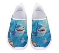 Jndtueit Scarpe da ginnastica da corsa a piedi nudi da passeggio mocassini casual da lavoro per donne e uomini, Squalo Cartoon Blu, 41 EU