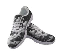 Jndtueit Scarpe da ginnastica da corsa in rete traspirante per donna uomo Sneaker atletica, Luna Nera Fantasma Halloween, 41 EU
