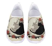 Jndtueit Scarpe da ginnastica unisex, punta larga, da corsa, da tennis, mocassini per donne e uomini, Gatto Rosa Giallo, 36 EU