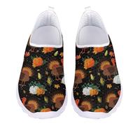 Jndtueit Scarpe da lavoro gotiche con teschio, punta larga, mocassini in rete, da donna, Cartone animato Turchia Zucca Nero, 44 EU