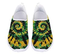 Jndtueit Scarpe da passeggio con stampa bandiera, mocassini da ciclismo, scarpe da ginnastica atletica per donne e, Bandiera della Giamaica Tie Dye Farfalla Verde, 39 EU