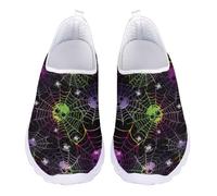 Jndtueit Scarpe da passeggio da donna, comode, per il tempo libero, mocassini, scarpe da ginnastica in rete, Ragnatela colorata teschio, 38 EU