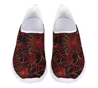 Jndtueit Scarpe da passeggio da donna, comode, per il tempo libero, mocassini, scarpe da ginnastica in rete, Rosso Giallo Ragnatela, 36 EU