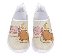 Jndtueit Scarpe da passeggio da lavoro, mocassini da donna, in rete, per allenamento a piedi nudi, Axolotl Capybara Beige, 44 EU