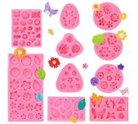 JNEYVIC 10 Pezzi Stampi per Candele, Stampi in Silicone a Forma di Fiori Farfalla in Silicone per Stampi Stampo in Siliconi 3D Muffa del Fiore delle Rose per Fondente, Decorazione per Torte Cioccolato