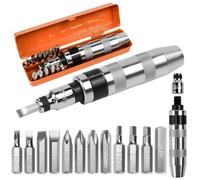 JNEYVIC 14 Pz Cacciavite a Percussione con 1/2" Avvitatore a Percussione, Adattatore per Vite e 12 Punte, Cacciavite Giravate ad Impatto Percussione Avvitatore a Percussione manuale Cacciavite Impatto