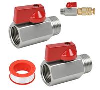 JNEYVIC 2 pz Mini Valvola a Sfera con Nastro di Materia Prima, Rubinetto a Sfera 1/2 Pollice Rubinetto in Acciaio al Carbonio Rubinetto di Intercettazione Maschio Valvola di Arresto per Bagno, Cucina