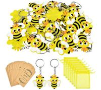JNEYVIC 30 Pezzi portachiavi animali, bomboniere a tema ape con 30 Etichette Kraft e 30 Sacchetti di Organza Mini Portachiavi di Animali in PVC Set Regalo Gli Ospiti bomboniere per bambine