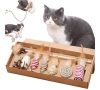 JNEYVIC 7 Pz Giocattoli per Gatti con 1 Giocattolo con Bacchetta per Gatti, Giochi con Piume per Gatto Giocattoli per Gatti Interattivi con Pesca Giocattoli Gatto Interattivo Topo in Peluche con Piume