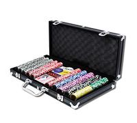 JNGLGO Set da poker 500 chip da poker con 2 ponti da poker, 5 dadi, pulsante Dealer Button, valigetta in alluminio, colore nero