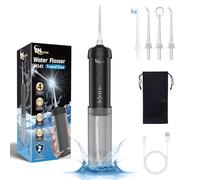 JNGOODS Mini idropulsore portatile per irrigazione orale, per la pulizia dei denti, serbatoio dell'acqua telescopico, 4 modalità e impermeabilità IPX7, per la casa e i viaggi, per la cura dei denti,