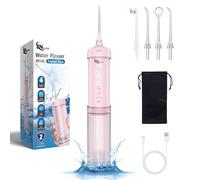 JNGOODS Mini idropulsore portatile per irrigazione orale, per la pulizia dei denti, serbatoio telescopico, 4 modalità e impermeabilità IPX7, per la casa e i viaggi, per la cura dei denti, delle