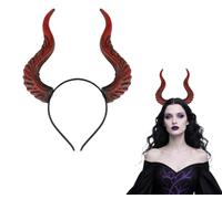 JNGUOSICN Fascia in corno nero per Halloween, corna gotiche, strega, copricapo nero, corno del diavolo, accessori per Halloween, decorazione per feste, cosplay, costume copricapo