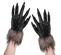 JNGUOSICN Guanti da lupo di Halloween per adulti lupo mannaro orso artiglio guanto spaventoso peloso animale zampa guanto peloso lattice lupo Handwear zombie diavolo bestia artiglio copertura mano per