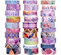 Jniseger Washi - Set di 30 rotoli di nastro decorativo colorato, nastro adesivo per diario, accessori per scrapbooking, fai da te, junk junk journal, materiale scolastico, rosa
