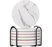 Jnjnyng Set di sottobicchieri da 6 Pezzi, sottobicchiere in Marmo ceramico con Supporto e Base in Sughero, Adatto per Tazze, tavoli e Decorazioni per la casa