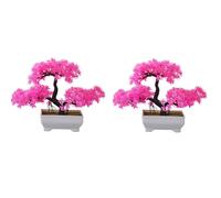 JNJOOD 2 Pezzi di Piante Artificiali Bonsai in Plastica per Piccoli, Piante Finte, Fiori, Ornamenti in Vaso per Il Tavolo della Stanza di Casa, Durevoli, Rosa