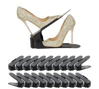 JNKODNB Portascarpe,Set di 20 Organizer Scarpe,Salvaspazio Regolabili da Scarpiera,portascarpe salvaspazio da armadio, Antiscivolo Porta Scarpe in Plastica (Nero)