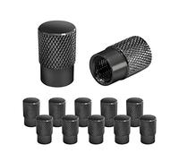 JNNJ 12 Pezzi Tappi per Valvole Pneumatici, Tappi Pneumatici Auto in Alluminio, Universali Parapolvere Resistenti alla Corrosione, per Ruote di Auto, Moto, Biciclette o Skateboard(Nero)
