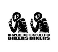 JNNJ 2 Pezzi Adesivi Impermeabile Riflettente Biker, Rispetta La Decalcomania Dell'auto dei Motociclisti, Auto Animazione Divertente, Accessori Decorativi Universali per Autoveicoli(Nero)