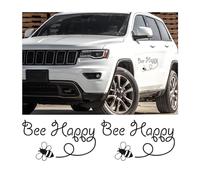JNNJ 2 Pezzi Divertenti Adesivi Bee Happy Sticker di Ape Felice per Parauti e Finestra, Auto Adesivi, Veicolo Carino Divertente Lettere Adesivo, Adesivi per Decorazioni per Auto Accessori(Nero)