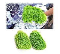 JNNJ 2 Pezzi Guanto per La Pulizia in Microfibra, Guanti per Lavaggio Vetro, Guanto Da Autolavaggio in Microfibra Ultra Morbida, Guanto in Microfibra Premium per Lavaggio Dell'auto(Verde)