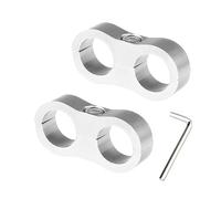 JNNJ 2 Pezzi Morsetto in Alluminio per Separatore, AN6 Tubo Separatore Morsetto Adattatore Di Montaggio, Tubo Separatore Morsetto Adattatore Di Montaggio, Per Auto Frenata Gasdotto Tubo(Argento)