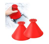 JNNJ 2 Pezzi Round Raschietto per Ghiaccio Auto, Portable Cone-Shaped Multifunzionale Plastica Snow Remover, Raschietto per Parabrezza per Auto a Forma di Cono, per Pulire Ghiaccio Neve(Rosso)