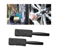 JNNJ 2Pcs Spazzola in Microfibra per Cerchi, Spazzole per La Pulizia delle Ruote Dell'auto, Strumento di Delicata del Cerchione, Plastica Manico Spazzola per Pneumatici per Cerchi in Lega(Grigio)