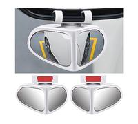 JNNJ 2Pcs Specchietto Cieco 2 in 1, Regolabile Specchietti Retrovisore Grandangolare Rotazione di 360 Gradi, Specchietto in Vetro Laterale Ausiliario Universale per Auto SUV e Camion(Bianco)