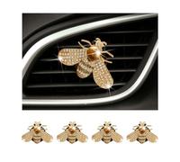 JNNJ 4 Pezzi Clip Di Sfiato Deodorante Auto, Clip per Profumo per Auto, Cristalli a Clip per Diffusore Di Bocchette, Clips Di Sfiato Ape Lucido, Universali Decorazioni Prese D'aria Auto(Stile-1)