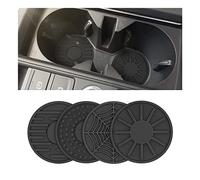 JNNJ 4 Pezzi Sottobicchiere Auto, Sottobicchieri Auto in Silicone, Sottobicchieri Auto Resistenti Alle Alte Temperature, Sun Dot Pattern Spider Stripe Pattern Sottobicchieri Automobile(Nero)